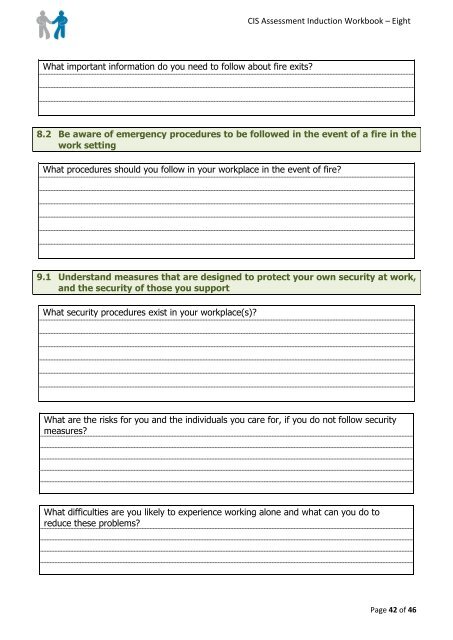 Standard 8 Health and safety in an adult social care setting