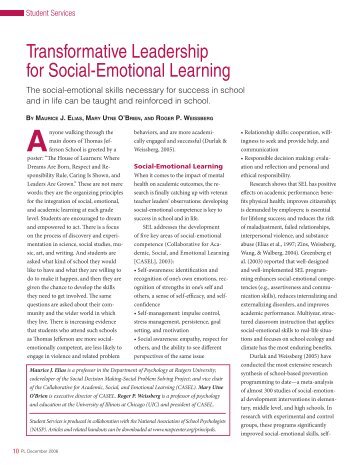 Transformative Leadership for Social-Emotional Learning - National ...