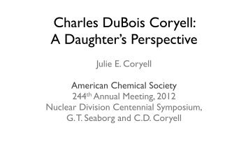 Charles DuBois Coryell - The Living Textbook of Nuclear Chemistry ...