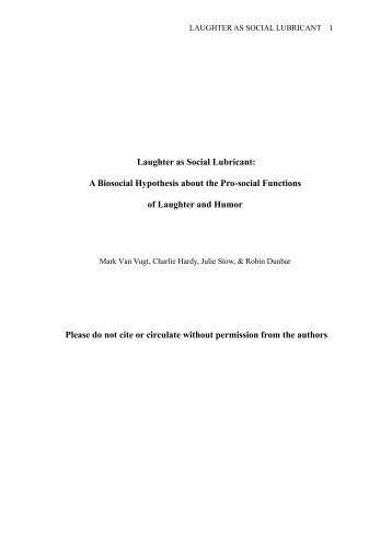 Laughter as social lubricant - Mark van Vugt