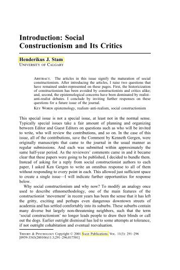 Introduction: Social Constructionism and its critics. (41KB PDF