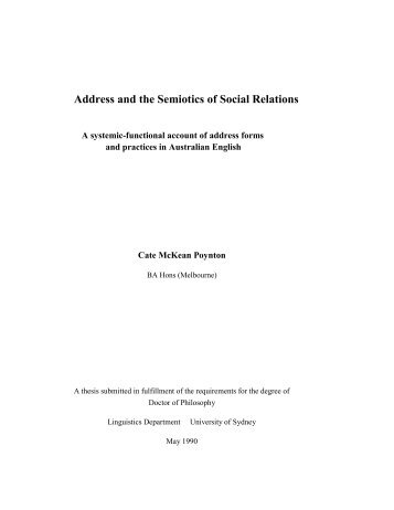 Address and the Semiotics of Social Relations - The University of ...