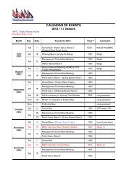 CALENDAR OF EVENTS 2012 / 13 Season