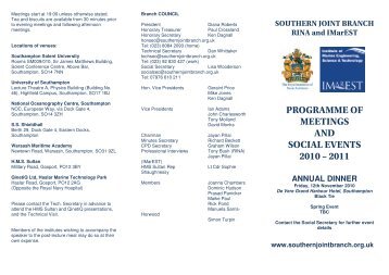 programme of meetings and social events 2010 – 2011 - The IMarEST