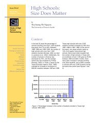 High Schools: Size Does Matter - The College of Education - The ...