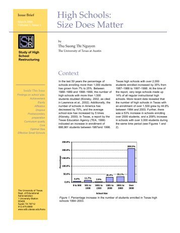 High Schools: Size Does Matter - The College of Education - The ...