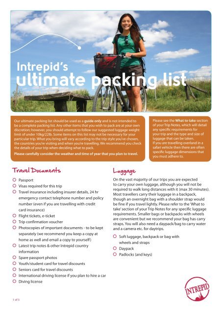 Go to Intrepid's Ultimate Packing List - Intrepid Travel