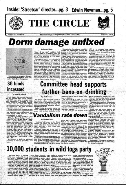 Dorm damage unfixed - James A. Cannavino Library - Marist College