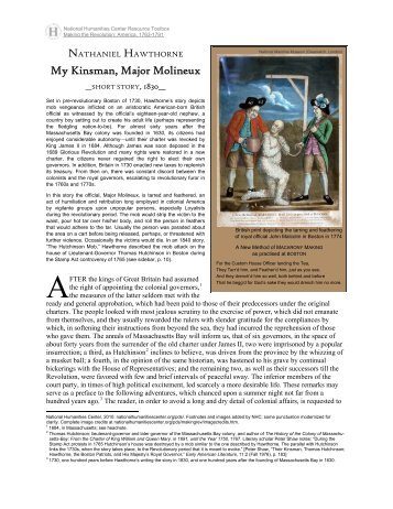 My Kinsman, Major Molineux, by Nathaniel Hawthorne, short story ...