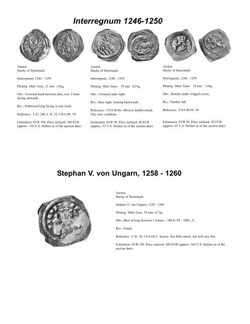 Silver Pfennigs and Small Silver Coins of Europe in the Middle Ages