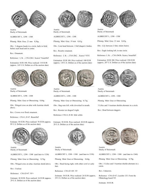 Silver Pfennigs and Small Silver Coins of Europe in the Middle Ages