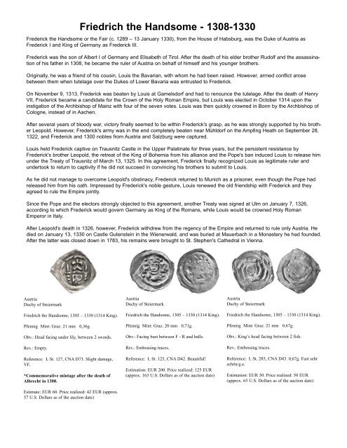 Silver Pfennigs and Small Silver Coins of Europe in the Middle Ages