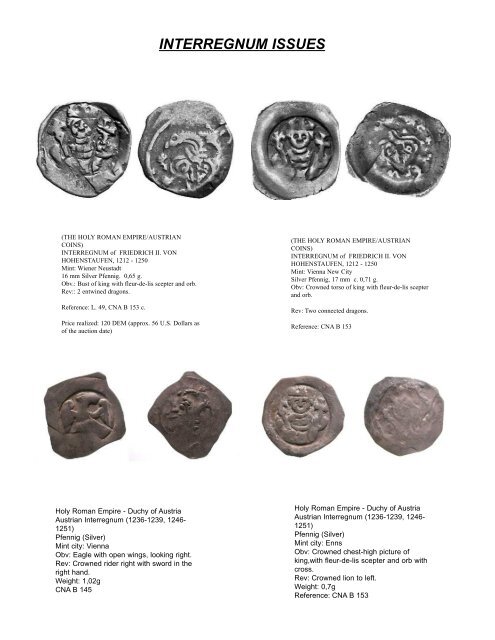 Silver Pfennigs and Small Silver Coins of Europe in the Middle Ages