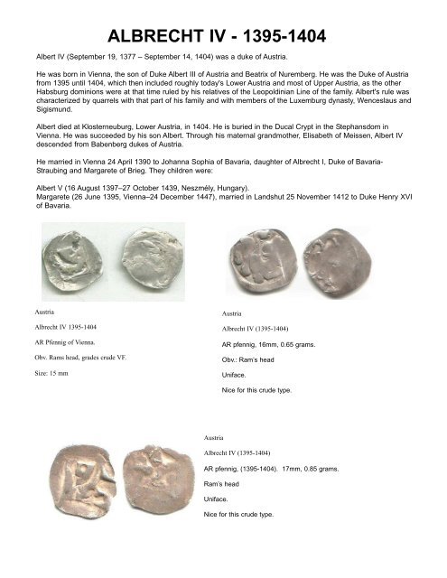 Silver Pfennigs and Small Silver Coins of Europe in the Middle Ages