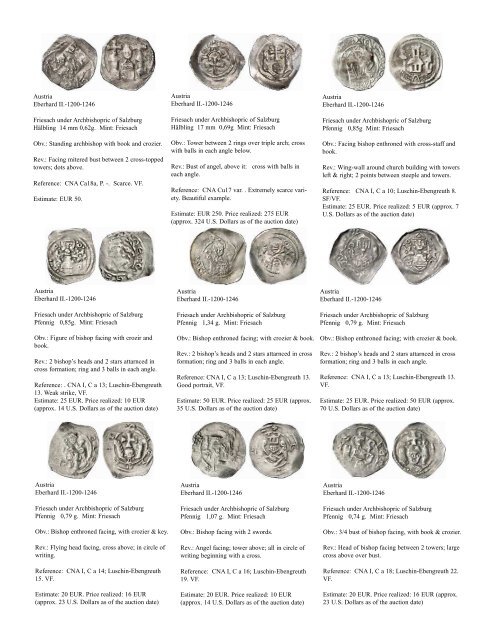 Silver Pfennigs and Small Silver Coins of Europe in the Middle Ages