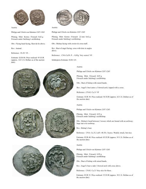 Silver Pfennigs and Small Silver Coins of Europe in the Middle Ages