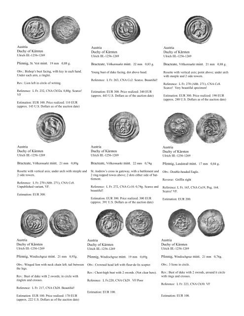 Silver Pfennigs and Small Silver Coins of Europe in the Middle Ages