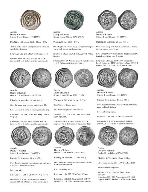 Silver Pfennigs and Small Silver Coins of Europe in the Middle Ages