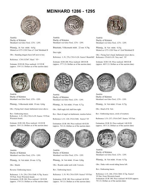 Silver Pfennigs and Small Silver Coins of Europe in the Middle Ages