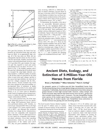 Ancient Diets, Ecology, and Extinction of 5-Million-Year-Old Horses ...