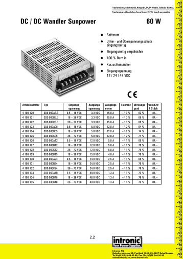 DC / DC Wandler Sunpower 60 W - Intronic AG