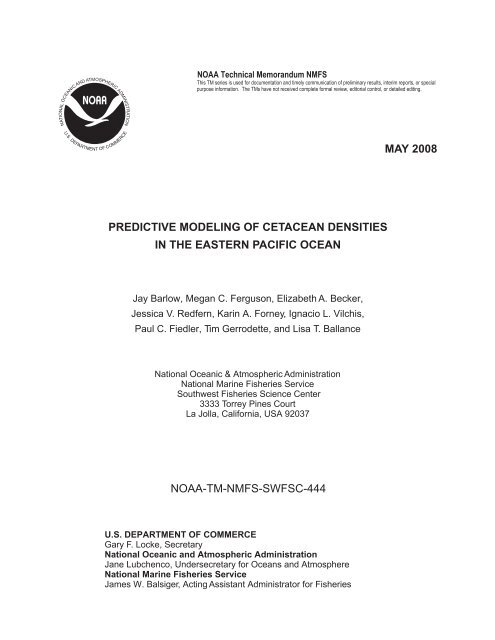 Final Technical Report: - Southwest Fisheries Science Center - NOAA