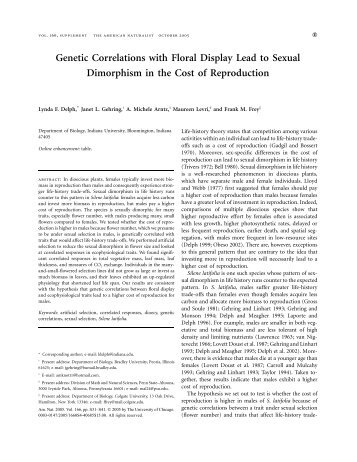 Genetic Correlations with Floral Display Lead to Sexual - Colgate ...