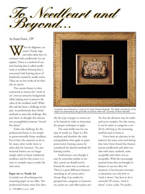 To Needleart and Beyond - Picture Framing Magazine