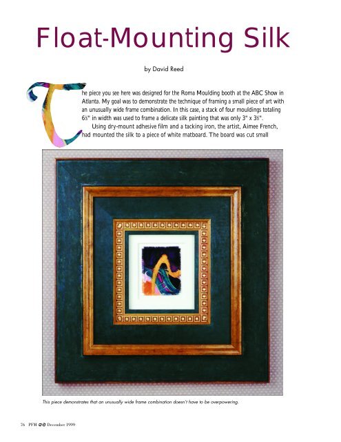 Float-Mounting Silk - Picture Framing Magazine