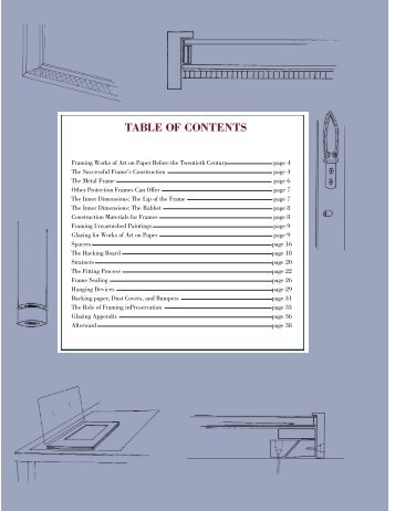 TABLE OF CONTENTS - Picture Framing Magazine