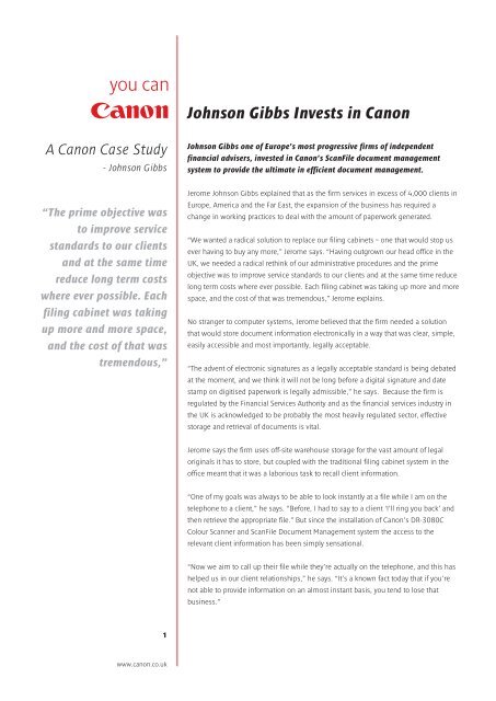 Johnson Gibbs Case Study Scanfile Document Management