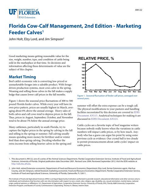 Florida Cow Calf Management 2nd Edition Marketing Feeder