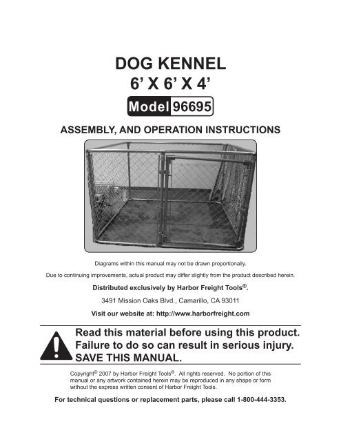 DOG KENNEL 6' X 6' X 4' - Harbor Freight Tools