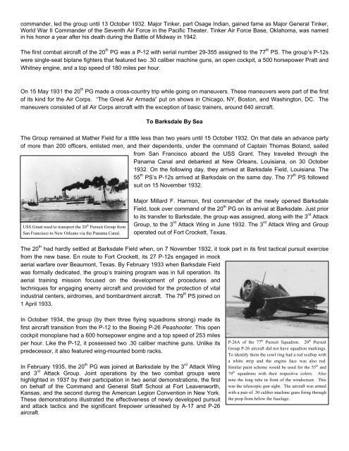 HISTORY OF THE 20 FIGHTER GROUP - Shaw Air Force Base