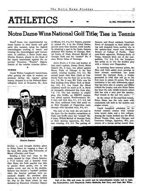 Notre Dame Alumnus, Vol. 22, No. 06 -- August - Archives ...