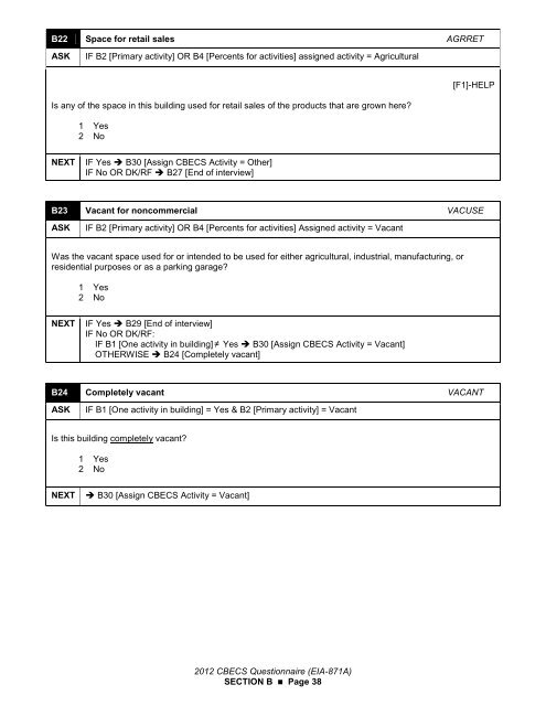 paper representation of the questionnaire - EIA