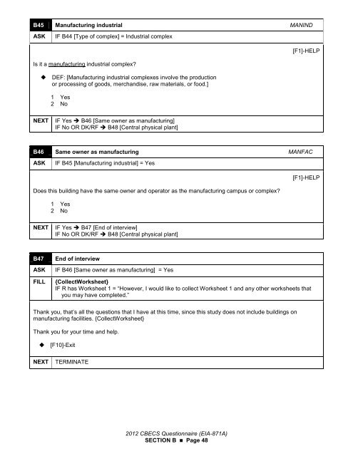 paper representation of the questionnaire - EIA