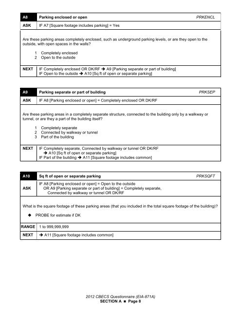 paper representation of the questionnaire - EIA