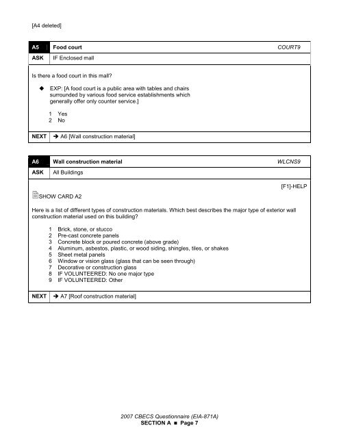 Building Questionnaire (2007) EIA-871A