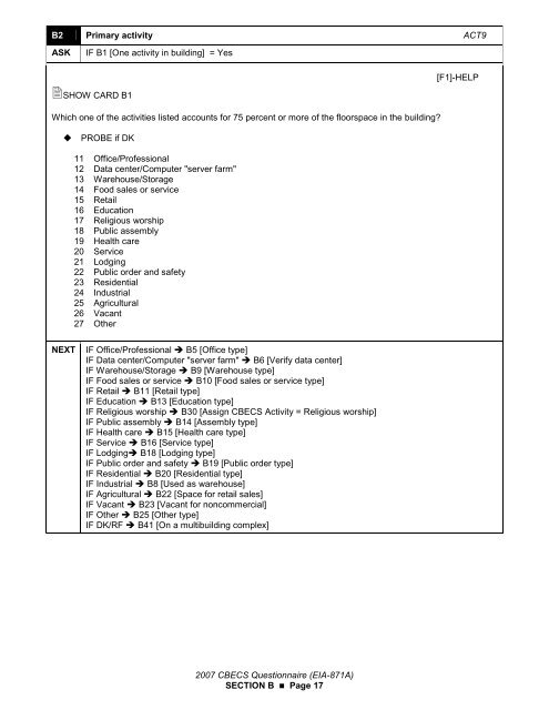 Building Questionnaire (2007) EIA-871A