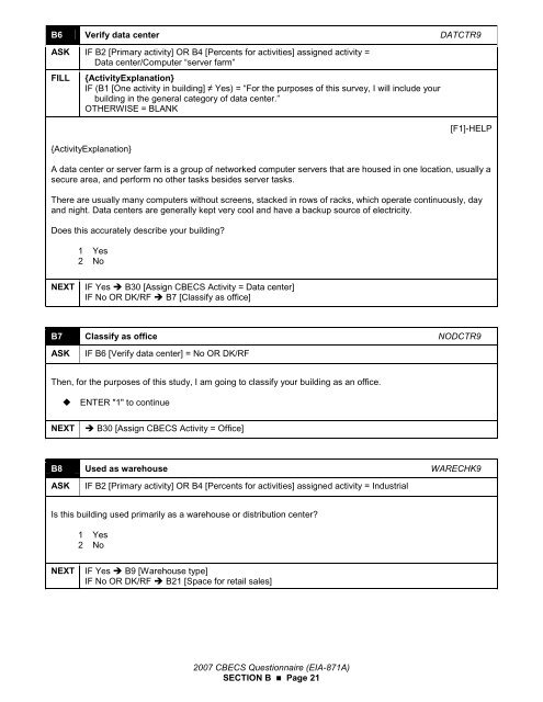 Building Questionnaire (2007) EIA-871A