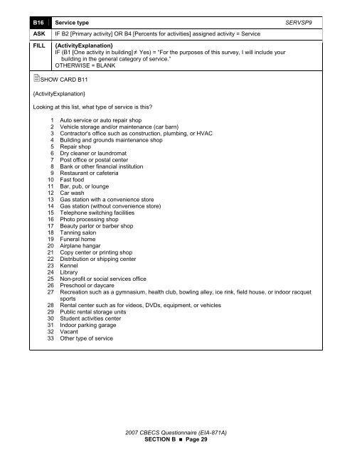 Building Questionnaire (2007) EIA-871A