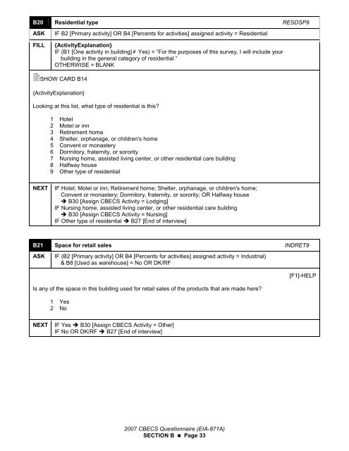 Building Questionnaire (2007) EIA-871A