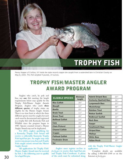 TROPHY FISH - Kentucky Department of Fish and Wildlife Resources