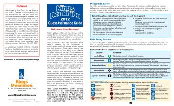 2012 Guest Assistance Guide - Kings Dominion