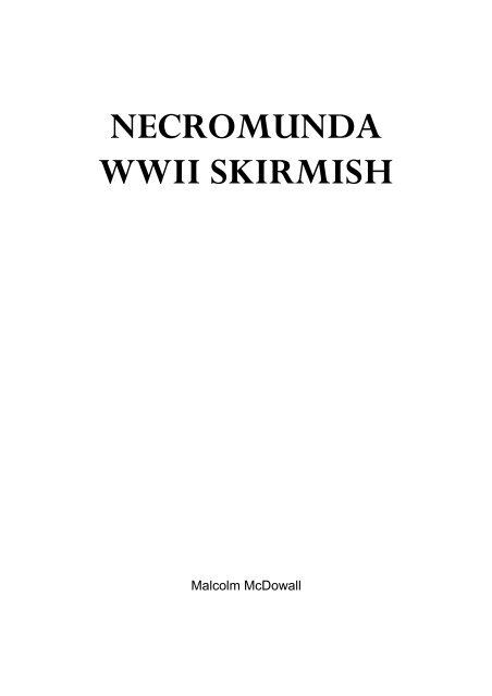 WARHAMMER WWII SKIRMISH - Freewargamesrules