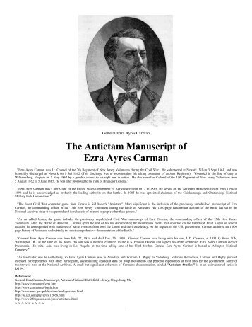 The Antietam Manuscript of Ezra Ayres Carman - Official Customer ...