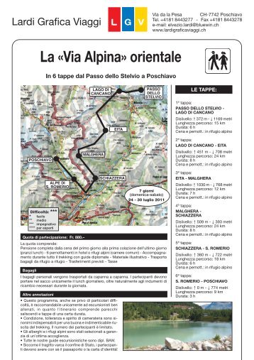 La «Via Alpina» orientale - Lardi Grafica Viaggi