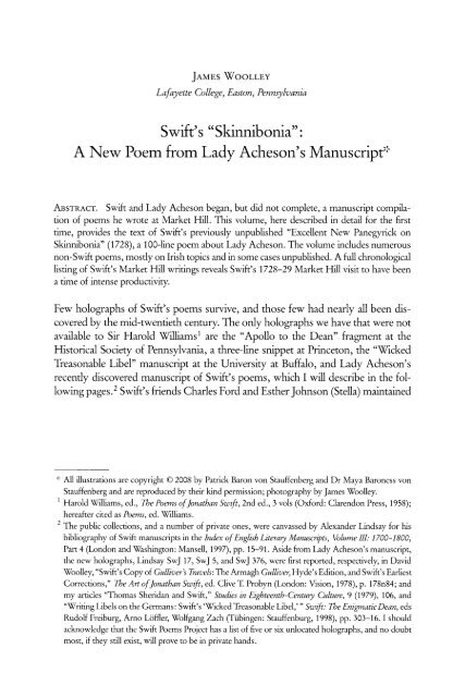 Swift's “Skinnibonia”: A New Poem from Lady ... - Lafayette College