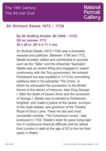 Sir Richard Steele 1672 - National Portrait Gallery